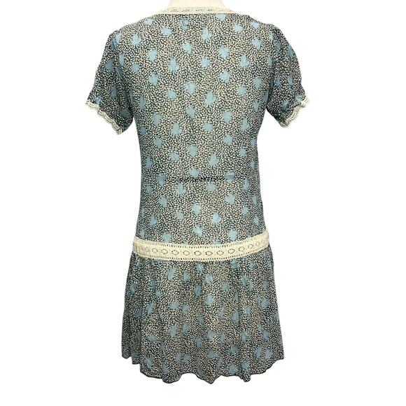 Y2K 213 Industry Dress M Green Floral Ruffled Lace Semi Sheer Boho Coquette - Picture 6 of 16